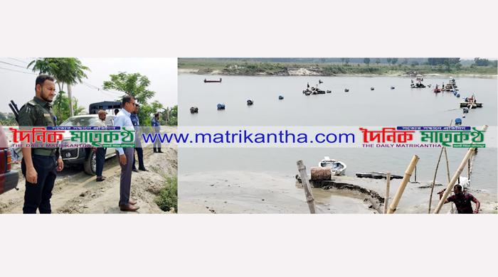  গোয়ালন্দের গোধূলি পার্কে জলাশয়ের তিনটি ড্রেজারের সংযোগ বিচ্ছিন্ন॥৫টি বালুর ট্রাক জব্দ